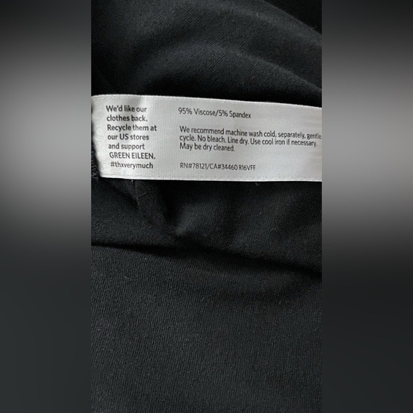 NWOT - Eileen Fisher Black Cap Sleeve Maxi Shift Dress High Slit - Size S/P - Picture 7 of 7